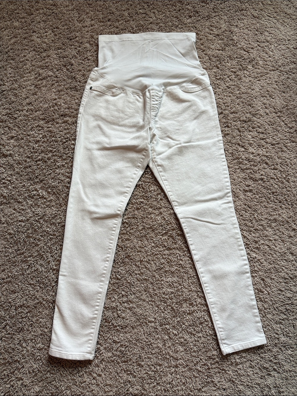 White Maternity Jeans with Stretch Waistband
